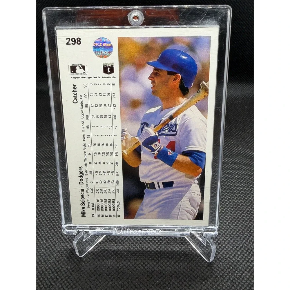 1990 Upper Deck Mike Scioscia Los Angeles Dodgers Signed Card 298 Blue Auto